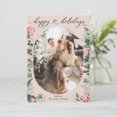 Zachte Pastels Roze Groen Eenvoudige Foto Feestdagenkaart (Staand voorkant)