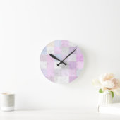Zachte pasteltextuur speelse ruiten ronde klok (Huis)