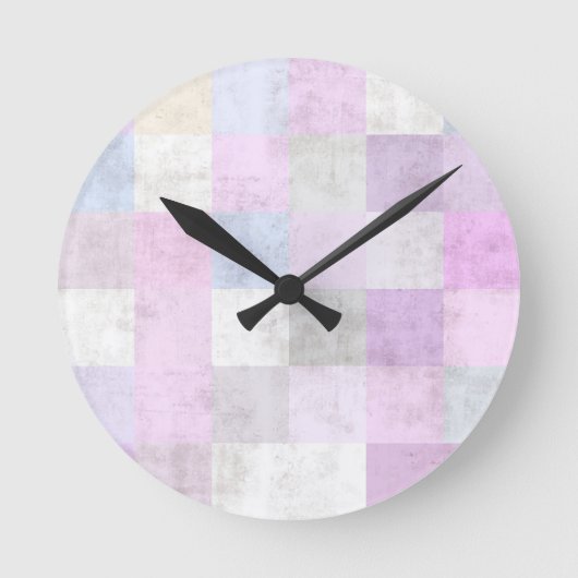 Zachte pasteltextuur speelse ruiten ronde klok (Voorkant)