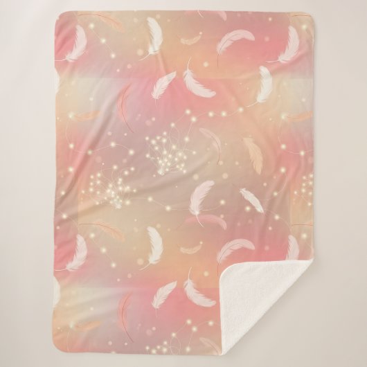 Zachte pastelveren | Romantisch Roze & Goud Gezell Sherpa Deken (Voorkant)