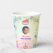 Zachte Pastelvreugde – Foto-cups voor 1e verjaarda