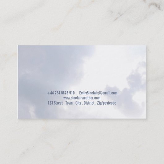 Zachte pastelwolken, meteoroloog visitekaartje (Achterkant)
