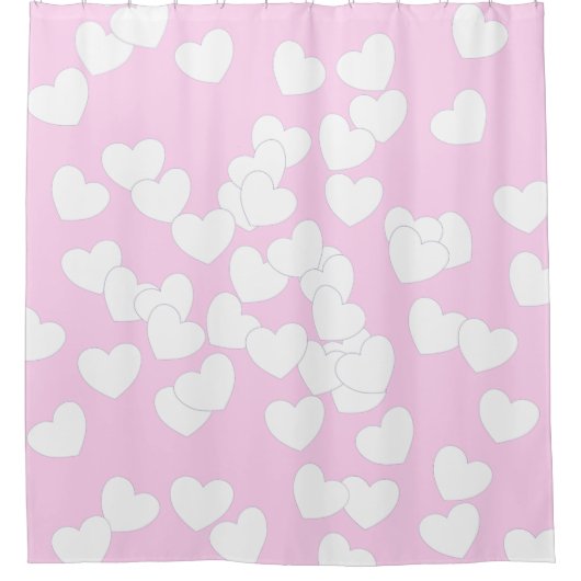 Zachte pastroze met groot wit hart douchegordijn (Voorkant)