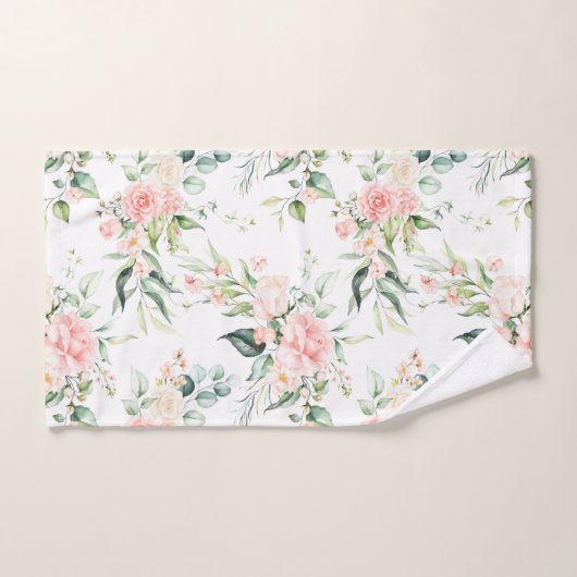 Zachte pastroze roze roze bloempatroon bad handdoek (Handdoek)
