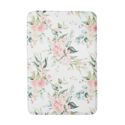 Zachte pastroze roze roze bloempatroon badmat (Voorkant Verticaal)