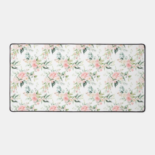 Zachte pastroze roze roze bloempatroon bureaumat (Voorkant)