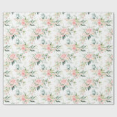 Zachte pastroze roze roze bloempatroon cadeaupapier (Vlak)