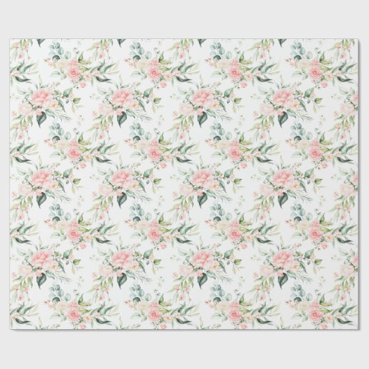 Zachte pastroze roze roze bloempatroon cadeaupapier (Vlak)