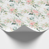 Zachte pastroze roze roze bloempatroon cadeaupapier (Hoek)