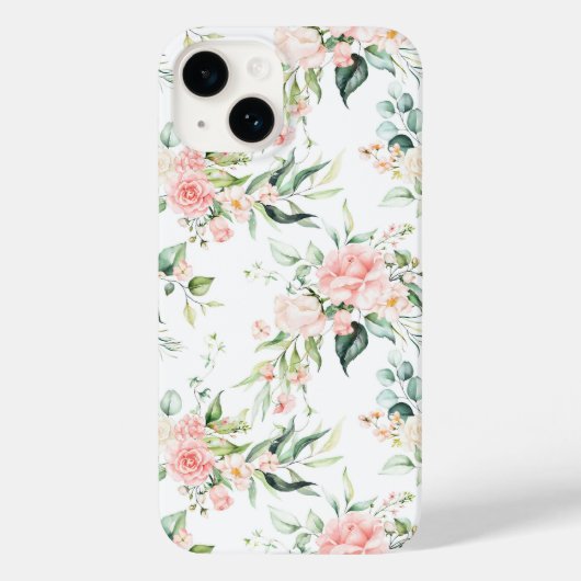 Zachte pastroze roze roze bloempatroon Case-Mate iPhone case (Achterkant)