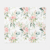 Zachte pastroze roze roze bloempatroon fleece deken (Voorkant (Horizontaal))
