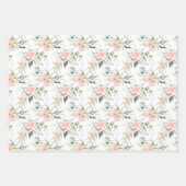 Zachte pastroze roze roze bloempatroon inpakpapier vel (Voorkant 2)