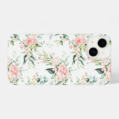 Zachte pastroze roze roze bloempatroon iPhone hoesje (Achterkant horizontaal)