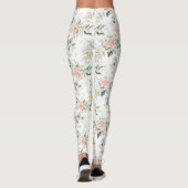 Zachte pastroze roze roze bloempatroon leggings (Achterkant)
