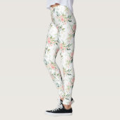Zachte pastroze roze roze bloempatroon leggings (Links)