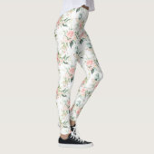 Zachte pastroze roze roze bloempatroon leggings (Rechts)