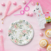 Zachte pastroze roze roze bloempatroon papieren bordje (Feest)