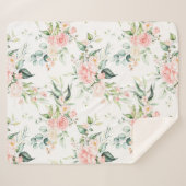 Zachte pastroze roze roze bloempatroon sherpa deken (Voorkant (horizontaal))