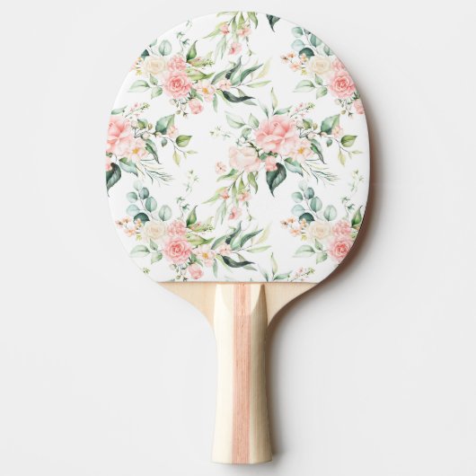 Zachte pastroze roze roze bloempatroon tafeltennisbatje (Voorkant)