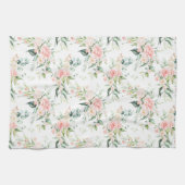 Zachte pastroze roze roze bloempatroon theedoek (Horizontaal)