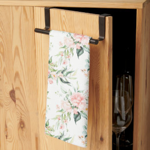 Zachte pastroze roze roze bloempatroon theedoek