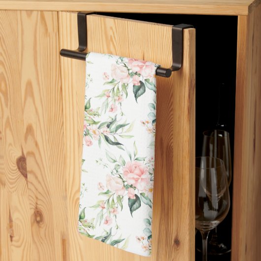 Zachte pastroze roze roze bloempatroon theedoek (Derde Gevouwen)