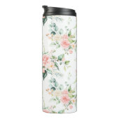 Zachte pastroze roze roze bloempatroon thermosbeker (Geroteerd rechts)