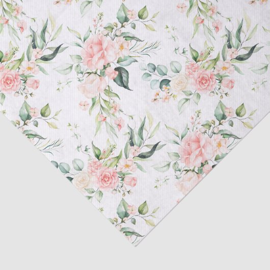 Zachte pastroze roze roze bloempatroon tissuepapier (Detail)