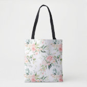 Zachte pastroze roze roze bloempatroon tote bag (Voorkant)
