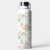 Zachte pastroze roze roze bloempatroon waterfles (Achterkant)