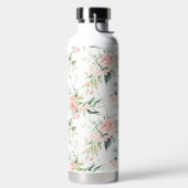 Zachte pastroze roze roze bloempatroon waterfles (Links)