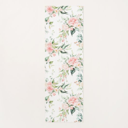 Zachte pastroze roze roze bloempatroon yogamat (Voorkant)