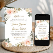 Zachte paststoor Floral islamitische bruiloft Kaart