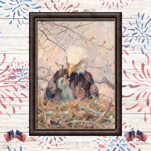 Zachte Patriottische Adelaar en Jongkunst Poster