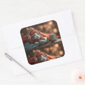 Zachte Pauze – Gezellige Winterkat Sticker (Envelop)