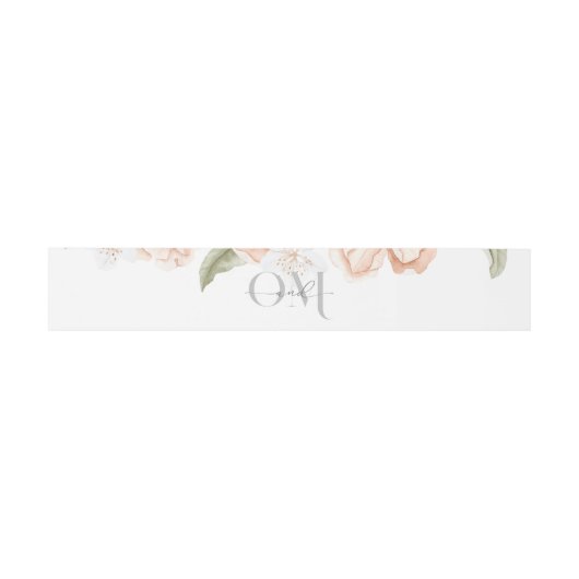 Zachte peach Floral Invitation Belly Band Uitnodigingen Wikkel (Vlak)