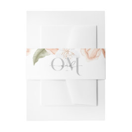 Zachte peach Floral Invitation Belly Band Uitnodigingen Wikkel