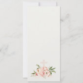 Zachte Peach Peony Floral Cross Baptism Menu Kaart (Achterkant)