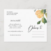 ZACHTE PEACH PEONY WATERVERF FLORAL BEWAREN DE DAT AANKONDIGINGSKAART (Achterkant)