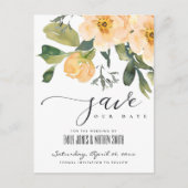 ZACHTE PEACH PEONY WATERVERF FLORAL BEWAREN DE DAT AANKONDIGINGSKAART (Voorkant)