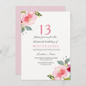 Zachte Peach roze ventilator 13th Birthday Party I Kaart (Voorkant / Achterkant)