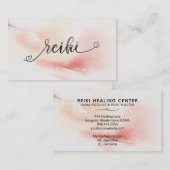 *~* Zachte peach zalm pasta Black Glitter REIKI Visitekaartje (Voorkant / Achterkant)