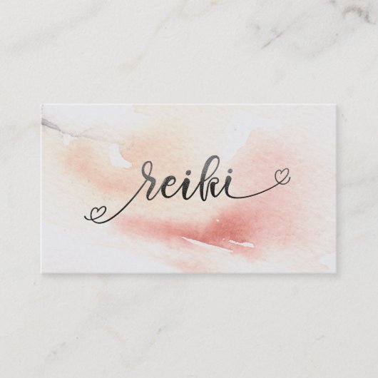 *~* Zachte peach zalm pasta Black Glitter REIKI Visitekaartje (Voorkant)