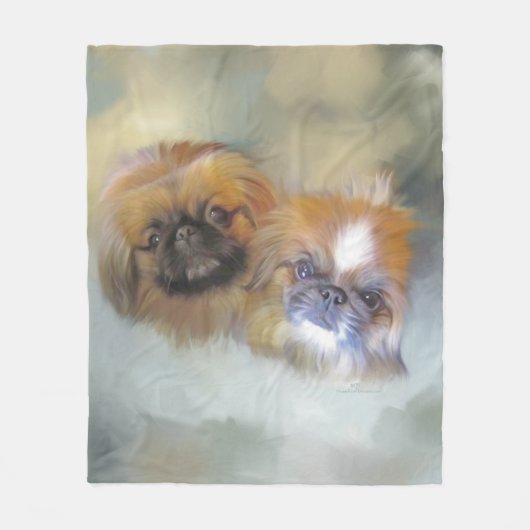 Zachte Pekingese Duo Fleece Deken (Voorkant)