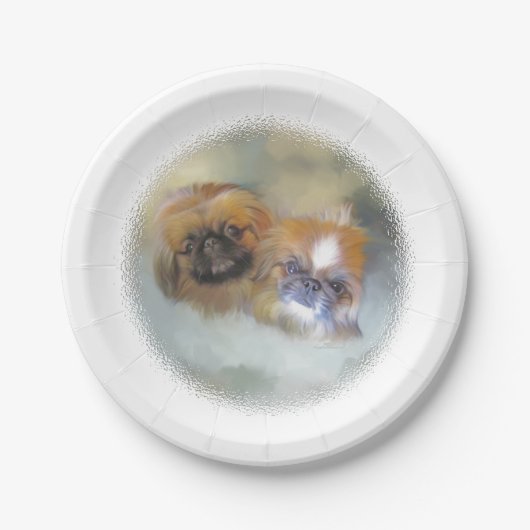 Zachte Pekingese Duo Papieren Bordje (Voorkant)