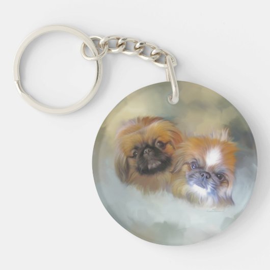 Zachte Pekingese Duo Sleutelhanger (Voorkant)