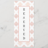 Zachte perachy Blush Damask Gereserveerde Stoel Menu (Voorkant)