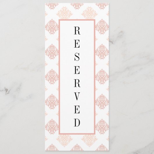 Zachte perachy Blush Damask Gereserveerde Stoel Menu (Voorkant)