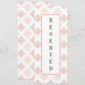 Zachte perachy Blush Damask Gereserveerde Stoel Menu (Voorkant / Achterkant)