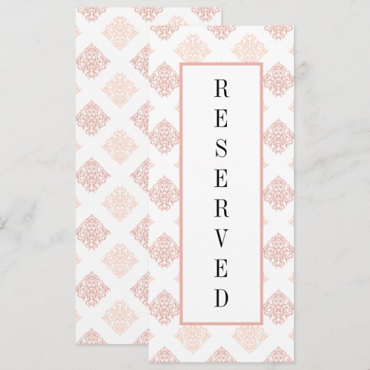 Zachte perachy Blush Damask Gereserveerde Stoel Menu (Voorkant / Achterkant)
